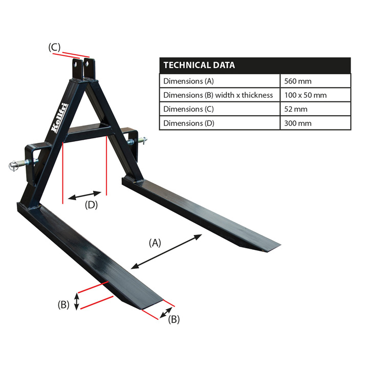 Pallet fork for 3-point linkage, universal