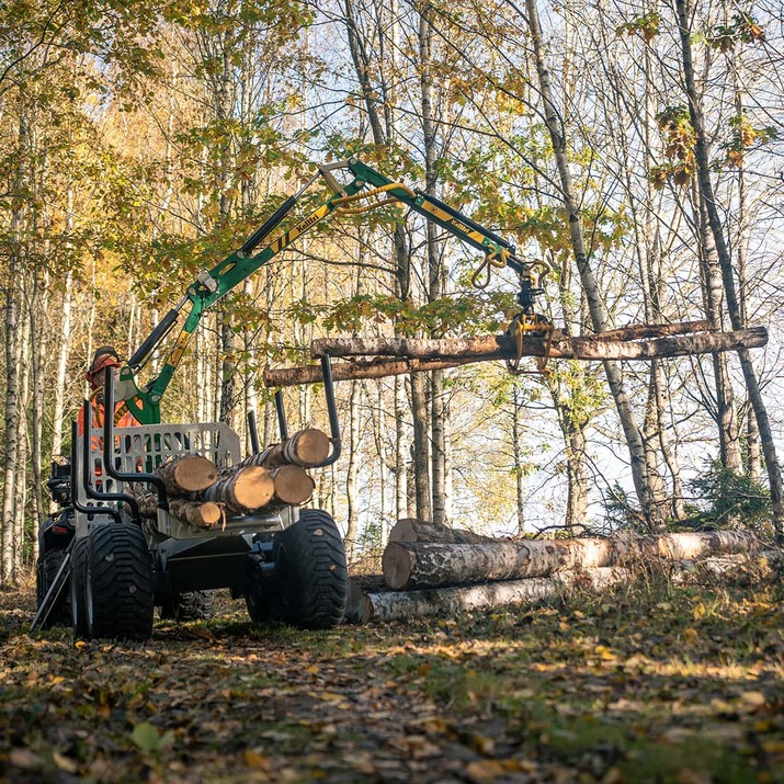 3-tonne forestry trailer ATV with 4,2 m crane