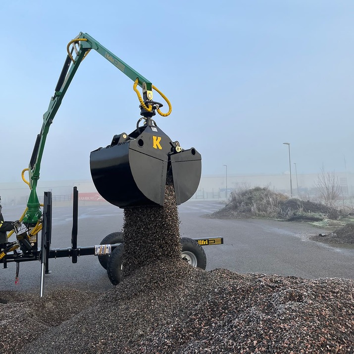 Grapple bucket for forestry trailer, 55 cm