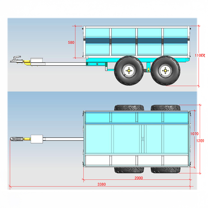Tipping trailer ATV 1,420 kg with electrical hydraulic tipper