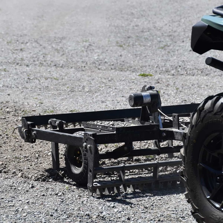 ATV Yard Harrow with adjustable chassis and tow