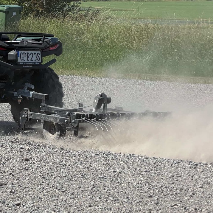 ATV Yard Harrow with adjustable chassis and tow