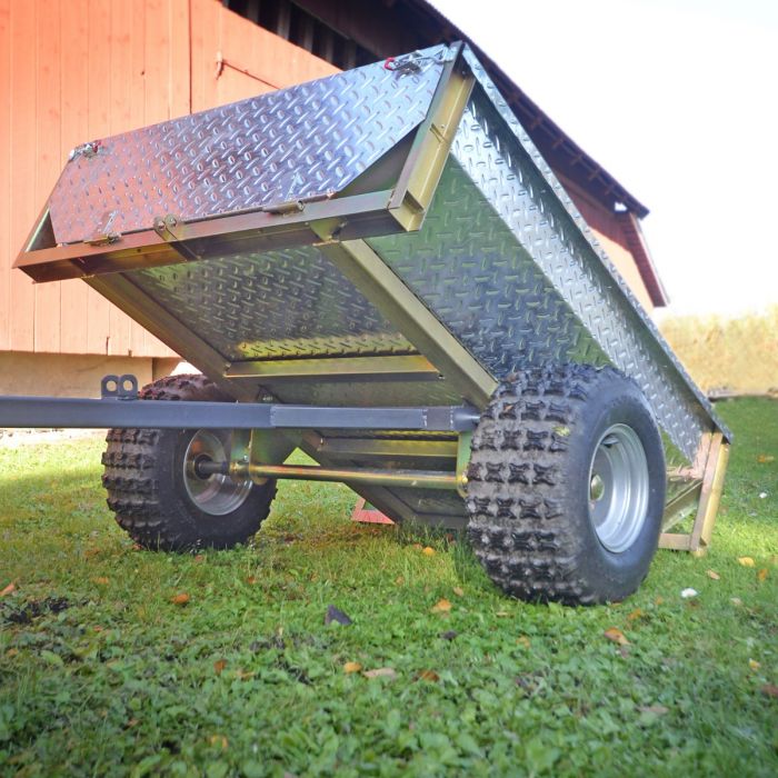 Tipping trailer ATV 500 kg with galvanized tread plate