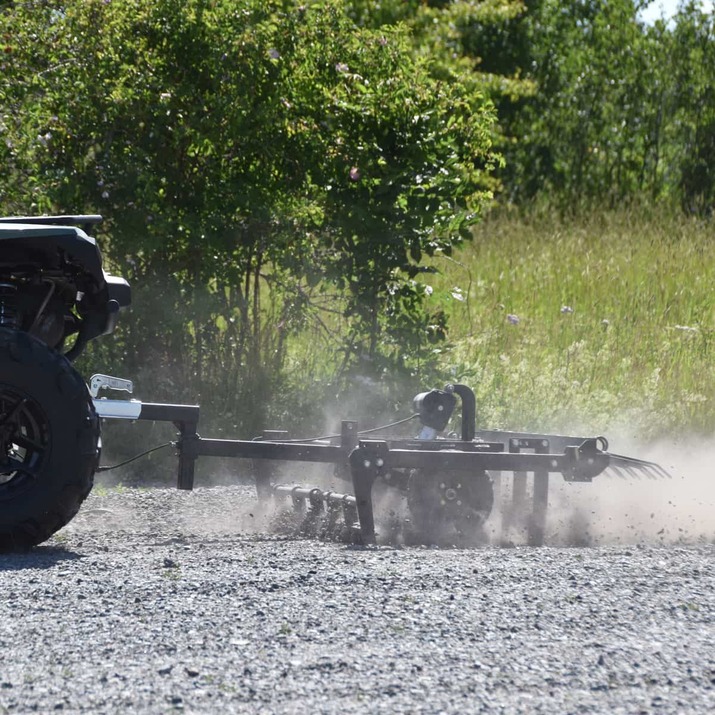 ATV Yard Harrow with adjustable chassis and tow