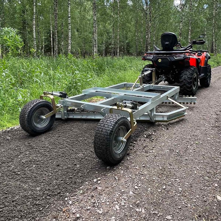 Road drag for ATV, 3-blade with electrical height adjustment function