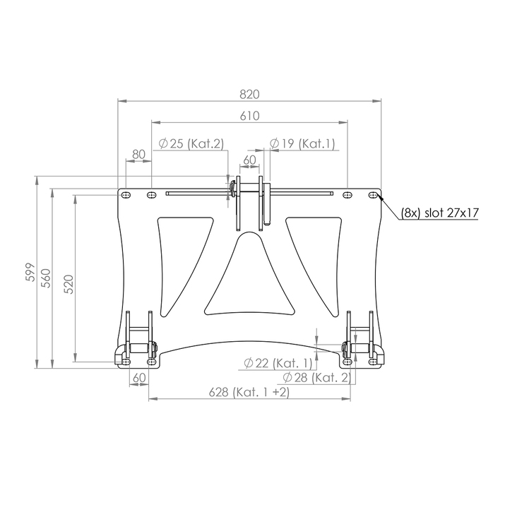 Bale spike frame, bolted Three-point attachment