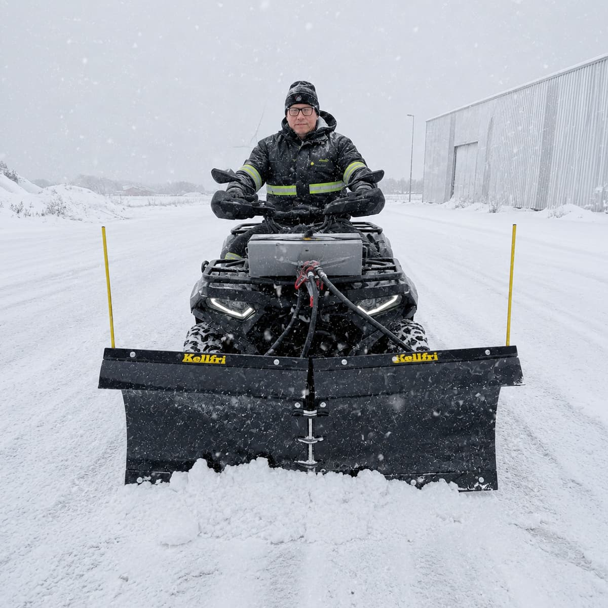V-plough for ATV 150 cm with hydraulic power unit and cylinder
