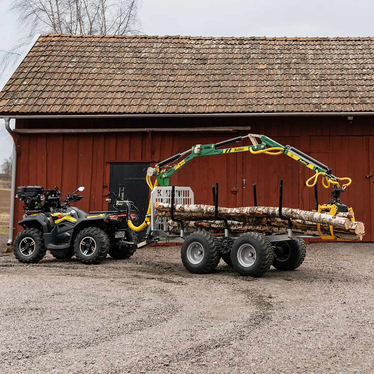 3-tonne forestry trailer ATV with 4,2 m crane