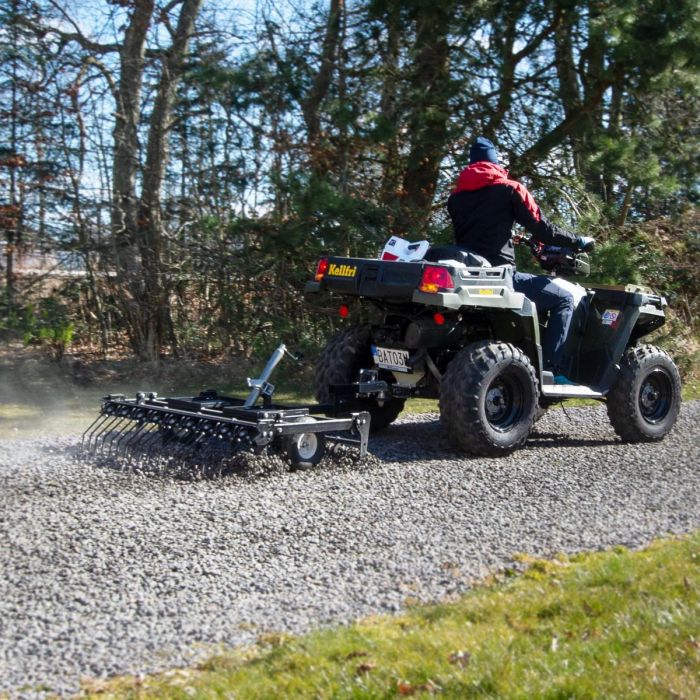 ATV Yard Harrow with adjustable chassis and tow