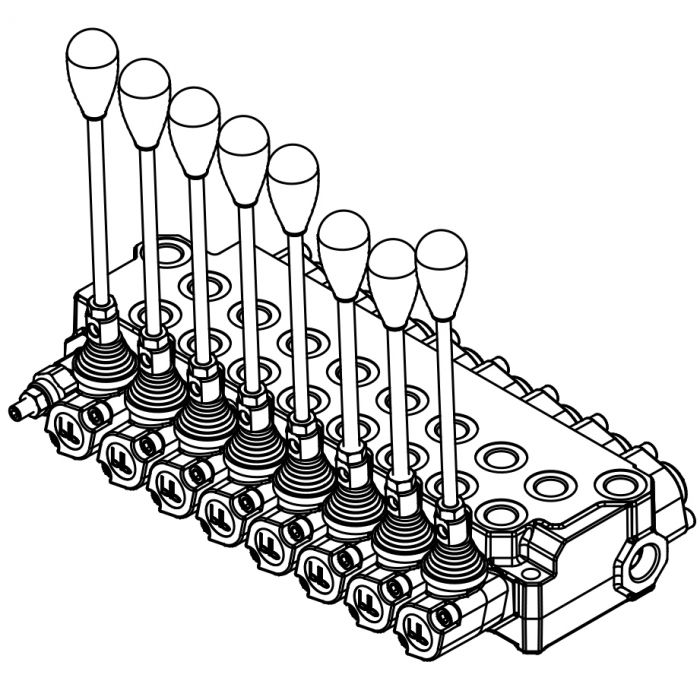 Valve block, 8 sections, multi-lever, 25 l/min