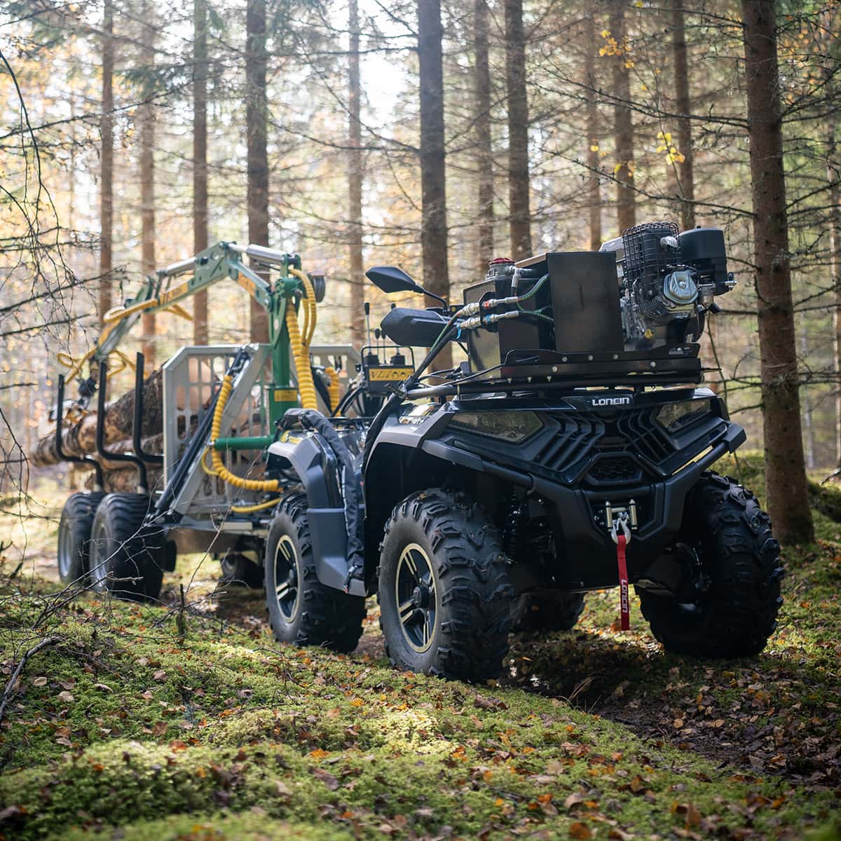 3-tonne forestry trailer ATV with 4,2 m crane