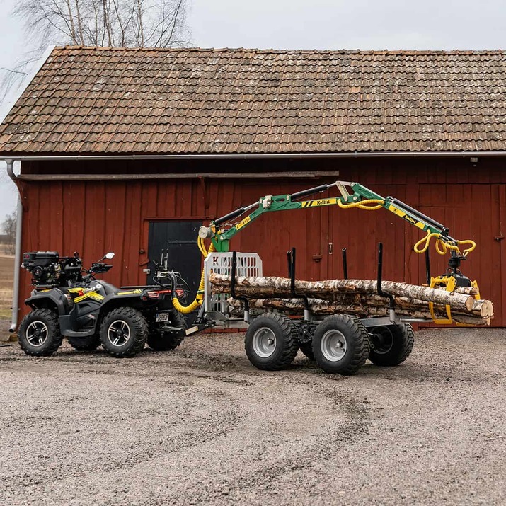3-tonne forestry trailer ATV with 4,2 m crane