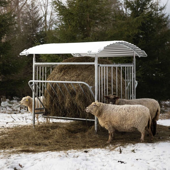 Roofed feeder for sheep