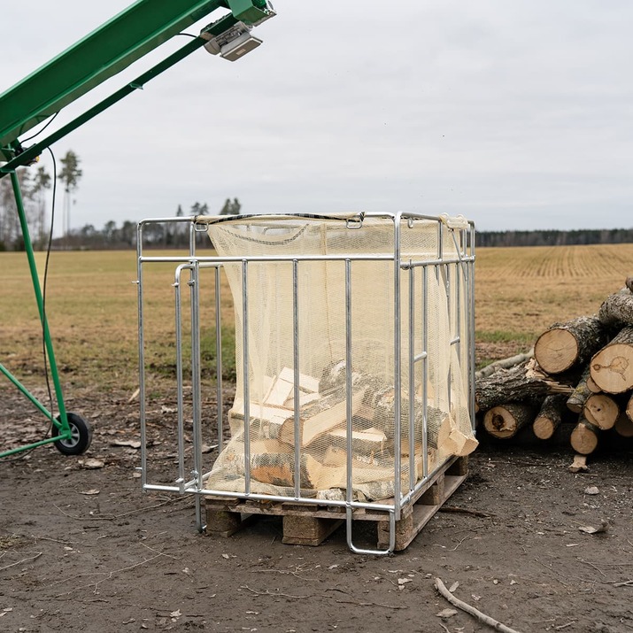 Firewood sack stand for EU and Hydro pallets