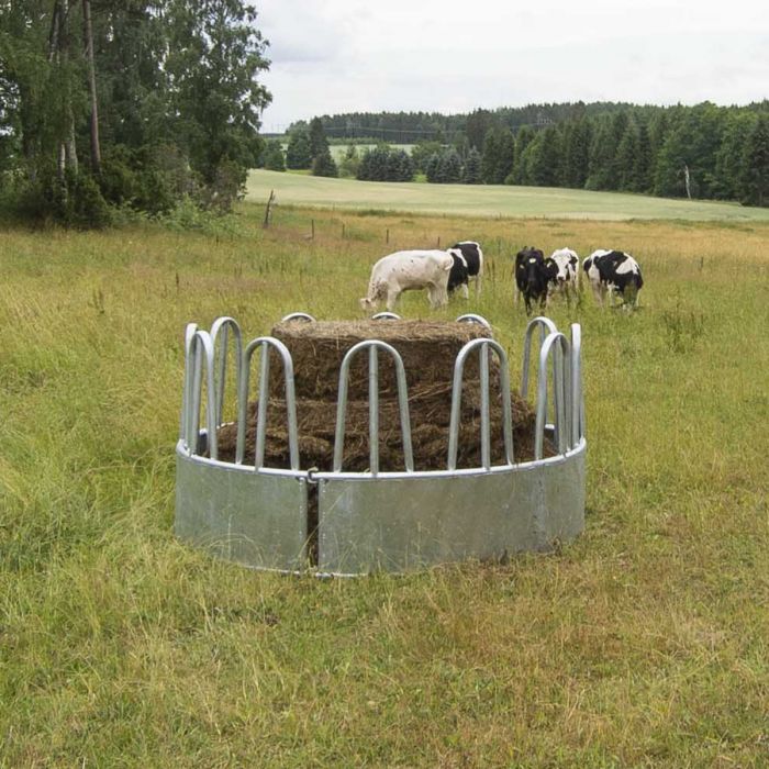 Feeder with tombstone railings, for cattle, 12 feed openings