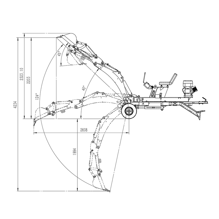 Backhoe digger for ATV