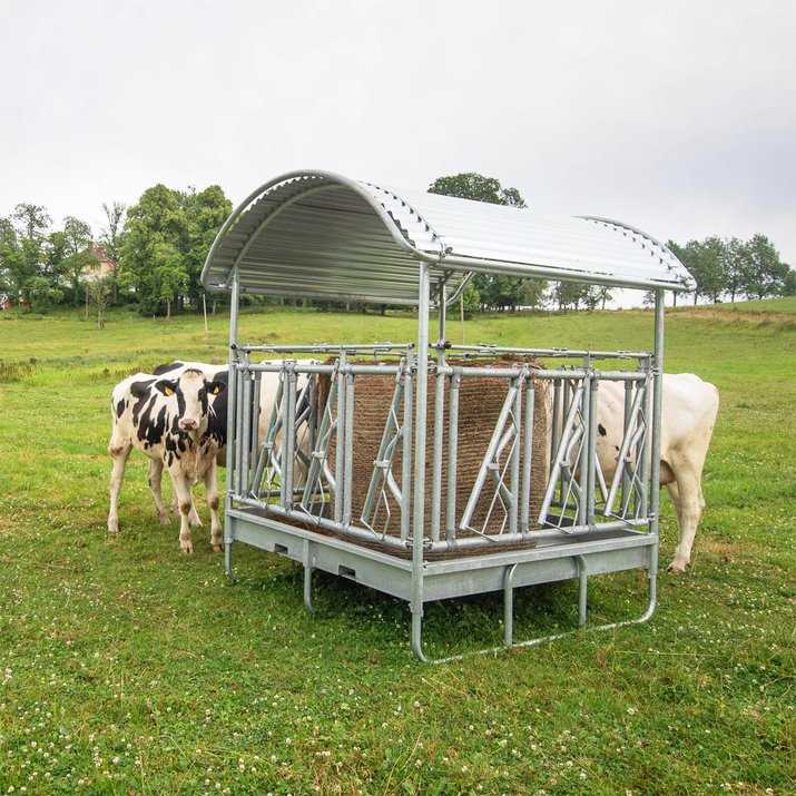 Feeder incl. self-locking headgates for cattle, 12 feed openings