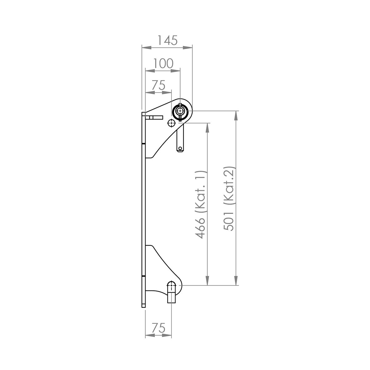 Attachment bracket fits Three-point linkage, bolt-on